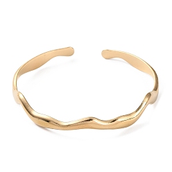 Золотой 304 браслеты-манжеты из нержавеющей стали с закрученной волной, золотые, внутренний диаметр: 2-1/4 дюйм (5.55 см)