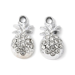 Платина Сплава кристалла горный хрусталь подвески, стойки покрытие, без кадмия, без никеля и без свинца, ананас, платина, 16.5x9x4.5 мм, отверстие : 1.8 мм