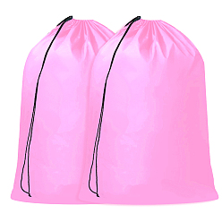 Pink Сумки для хранения из ткани Оксфорд с завязками, прямоугольник со словом стирка, розовые, 90x60x0.05 см