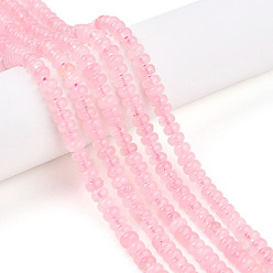 Pink Окрашенные природные белый нефрит бисер пряди, рондель, розовые, 4.5x2.5~3 мм, отверстие : 0.8 мм, около 142~148 шт / нитка, 14.57~14.96'' (37~38 см)