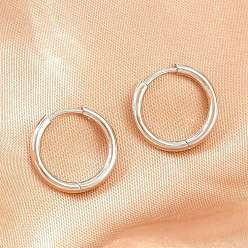 Platinum Brass Huggie Hoop Earrings Earrings, Round, Rack Plating, Long-Lasting Plated, Cadmium Free & Lead Free, Platinum, 16x2mm