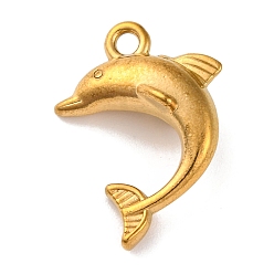 Dolphin Подвески из нержавеющей стали 304, реальный 18 k позолоченный, дельфин, 20x15x7.8 мм, отверстие : 1.5 мм
