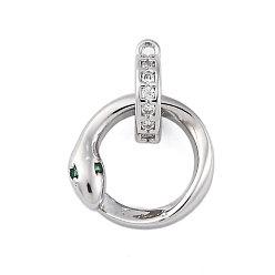 Платина Латунные микро проложить кубического циркония подвески, без кадмия, без никеля и без свинца, змеиные чары, платина, 15x9x9.5 мм, отверстие : 1.2 мм