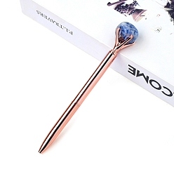 (306FM) Жонкиль матовый с лаймовой подкладкой Шариковая ручка из яшмы с натуральными голубыми пятнами, шариковая ручка из нержавеющей стали, офисные школьные принадлежности, 150 мм