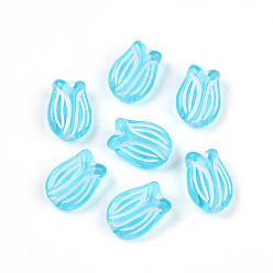 Небесно-голубой Прозрачные акриловые бусины, цветок, голубой, 16x11.5x7 мм, отверстие : 2 мм, Около 746 шт / 500 г