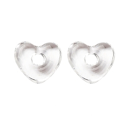 Прозрачный Бусины лэмпворк , бусины с большим отверстием, сердце, прозрачные, 14x15x5 мм, отверстие : 4 мм