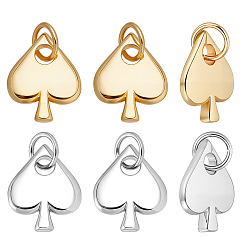 (52) Непрозрачная лаванда 10 шт. 2 цвета латунные подвески, с целью перехода в кольце, без кадмия и без свинца, пиковая карта, сердце, разноцветные, 17x12x2.5 мм, отверстие : 4.4 мм, 5 шт / цвет