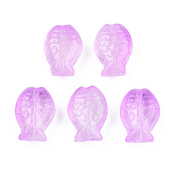 Орхидея Прозрачные брызги, окрашенные распылением, рыба, сиреневые, 14x10x5.5 мм, отверстие : 1 мм