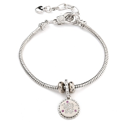 Фуксиновый Латунные микропаве кубические цирконии европейские браслеты, со стеклом, круглые, красно-фиолетовые, 7-1/4 дюйм (18.4 см)