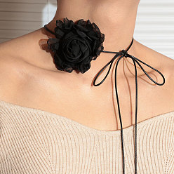 Черный 3d цветочные полиэстеровые ожерелья-чокеры для женщин, чёрные, 62.99 дюйм (160 см)