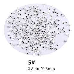 Silver Alloy Nail Art 3D Mini Ball Beads, DIY Nails Art Round Decorations, Silver Color Plated, 0.8mm, about 1000pcs/bag