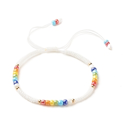 Colorful Glass Seed Beaded Bracelet, Adjustable Bracelet for Women, Colorful, Inner Diameter: 2-3/8~3-3/4 inch(5.9~9.6cm)