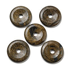 Bronzite Natural Bronzite Pendants, Donut/Pi Disc Charms, 50x6.5~7.5mm, Hole: 10mm