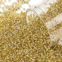 (22) Silver Lined Light Topaz Круглые бусины toho, японский бисер, (22) светлый топаз с серебряной подкладкой, 15/0, 1.5 мм, отверстие : 0.7 мм, о 3000шт / бутылка, 10 г / бутылка