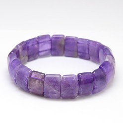 Аметист Классические упругие природных драгоценных камней прямоугольник бисером браслеты простирания, внутренний диаметр: 2-1/4 дюйм ~ 2-3/8 дюйм (5.6~6 см)