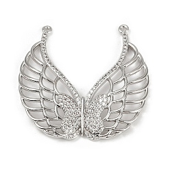 Платина Латунные микро проложить кубического циркония подвески, крыло с бабочкой, долговечный, без кадмия и без свинца, стойки покрытие, платина, 38x40x4.5 мм, отверстие : 1.2 мм