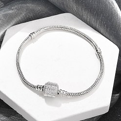 Платина Латунные браслеты с микропаве из чистого кубического циркония, украшения для женщин, колонка, платина, внутренний диаметр: 2-1/8 дюйм (5.5 см)