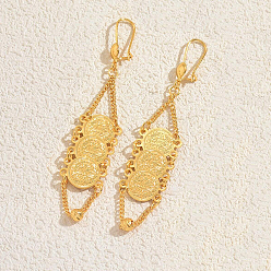 Настоящее золото 18K Латунные плоские круглые серьги-кольца, реальный 18 k позолоченный, 80x15 мм