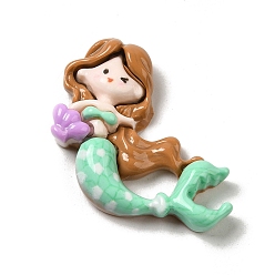 Аквамарин Симпатичные кабошоны из непрозрачной смолы, русалка, аквамарин, 29.5x30.5x6 мм