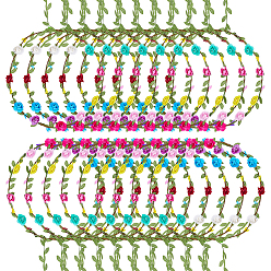 Разноцветный Бумажные цветы, листья и ветки, резинки для волос, лоза для волос, лоза для волос, красочный, 12 мм, внутренний диаметр: 170 мм