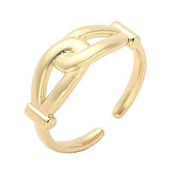 Golden Double Knot Brass Open Cuff Ring for Women, Golden, 7mm, Inner Diameter: Adjustable