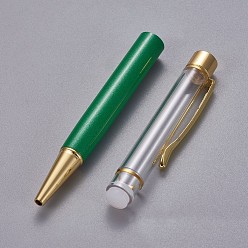 Green Creative Empty Tube Ballpoint Pens, with Black Ink Pen Refill Inside, for DIY Glitter Epoxy Resin Crystal Ballpoint Pen Herbarium Pen Making, Golden, Green, 140x10mm