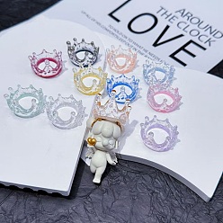 (52) Непрозрачная лаванда Светящиеся кабошоны из прозрачной смолы, корона, с блеском порошок, светится в темноте, разноцветные, 28.5x30x22 мм