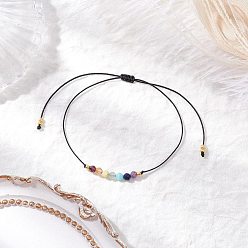 Смешанные камни Чакра регулируемые плетеные браслеты из нейлоновой нити для мужчин и женщин, с натуральными смешанными бусинами из драгоценных камней и стеклянными бусинами, внутренний диаметр: 2-3/4 дюйм (7.1 см)