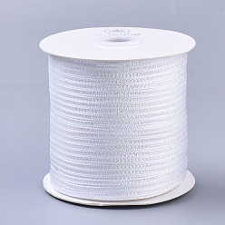 White Nylon Ribbons, with Sparkle Metallic Cord, for Gift Package, Party Wedding Decoration, White, 1/8 inch(3.5mm) , about 500yards/roll(457.2m/roll)