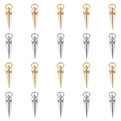 (52) Непрозрачная лаванда 20 шт. 2 цвета стойка покрытие латунь микро паве кубический цирконий подвески, долговечный, с целью перехода в кольце, шарм конус/шип, разноцветные, 15x4 мм, отверстие : 3.5 мм, 10 шт / цвет