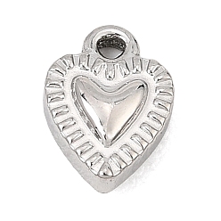 Stainless Steel Color 304 Stainless Steel Charms, Heart Charms, Stainless Steel Color, 10x7x3mm, Hole: 1mm