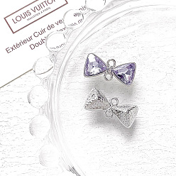 Фиолетовый Подвески из сплава со стразами, бантом, фиолетовые, 85x18 мм