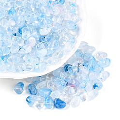 Светло-Голубой Прозрачные акриловые бусины, самородки, два тона, Небесно-голубой, 5~6.5x8.5x5~6 мм, отверстие : 1.5 мм, Около 2777 шт / 500 г