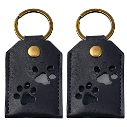 Черный Брелоки из искусственной кожи, с застежками из античного бронзового сплава, прямоугольник с отпечатком лапы, чёрные, 90 мм