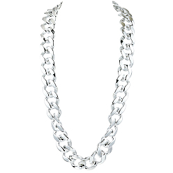 Серебро 1 акриловые кубинские звенья цепи ожерелья для мужчин, серебряные, 39.37 дюйм (100 см)