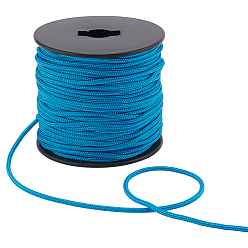Dodger Blue 50M Nylon Braided Cords, Round, Dodger Blue, 3mm, about 54.68 Yards(50m)/Roll