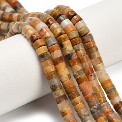 Сумасшедший Агат Природные сумасшедший агат бисер нитей, диск, Heishi бусы, 4x2~2.5 мм, отверстие : 0.7 мм, около 158~160 шт / нитка, 14.96''~15.16'' (38~38.5 см)