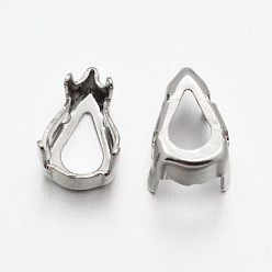Платина Плоская каплевидная латунь, настройки когтей для остроконечных страз, настройки открытой спины, платина, 8x5x0.4 мм, подходят для 5x8мм кабошон