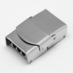 Stainless Steel Color Tarnish Resistant Rectangle 201 Stainless Steel Watch Band Clasps, Stainless Steel Color, 25x17x9mm, Hole: 5x14mm