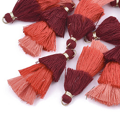 Разноцветный Кулон с кисточкой из поликоттона (полиэстер), с железной фурнитурой, золотые, красочный, 39~40x19~26x6~7 мм, отверстие : 4 мм