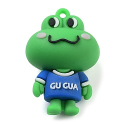 Королевский синий Пластиковые подвески из пвх, лягушка, королевский синий, 49x33x23.5 мм, отверстие : 3 мм