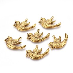 Античное Золото Сплавочные подвески тибетского стиля, голубь мира, без кадмия, без никеля и без свинца, античное золото , 21x28x3 мм, отверстие : 1.5 мм