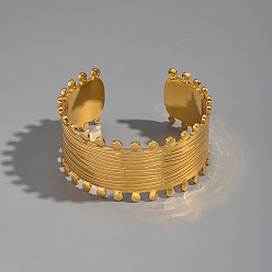 Настоящее золото 18K Мода 304 браслеты-манжеты из нержавеющей стали, широкие браслеты для женщин, вакуумное покрытие pvd, реальный 18 k позолоченный, внутренний диаметр: 2-1/8 дюйм (5.5 см)