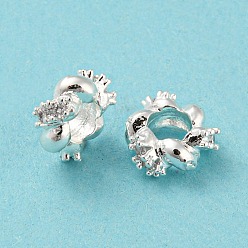 Серебро Латунные микро проложить кубического циркония бусы, долговечный, без свинца и без кадмия, твист, серебряные, 8x3.5 мм, отверстие : 3.5 мм