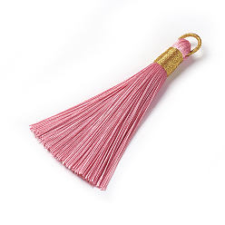 Бледно-фиолетовый Красный Полиэстер кисточкой подвески, бледно-фиолетовый красный, 80~83x7~8 мм, отверстие : 5~7 мм