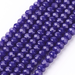 Синий Стеклянные бсуины, имитация нефрита, граненые, рондель, синие, 4x3 мм, отверстие : 1 мм, около 138 шт / нитка, 16.5 дюйм