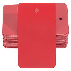 Red 100Pcs PVC Plastic Blank Big Pendants, Rectangle, Red, 70x40x0.5mm, Hole: 3mm