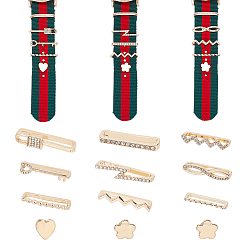 Золотой 12шт 12 стиль волна & цветок & сердце & замок & ключ сплава стразы браслет для часов набор подвесок, ремешок для часов декоративные кольца петли, золотые, 2.1x0.3 см, 1 шт / стиль