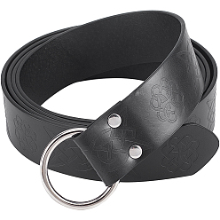 Black PU Leather Belts, Embossed Waist Blet with Alloy Clasps, Black, 63-3/4 inch(162cm)