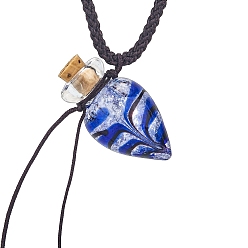 Озёрно--синий Подвеска в виде флакона духов с эфирным маслом ручной работы в виде лампворка, регулируемое колье из плетеного шнура, ожерелье-свитер для женщин, Плут синий, 17.72~26.8 дюйм (45~68 см)